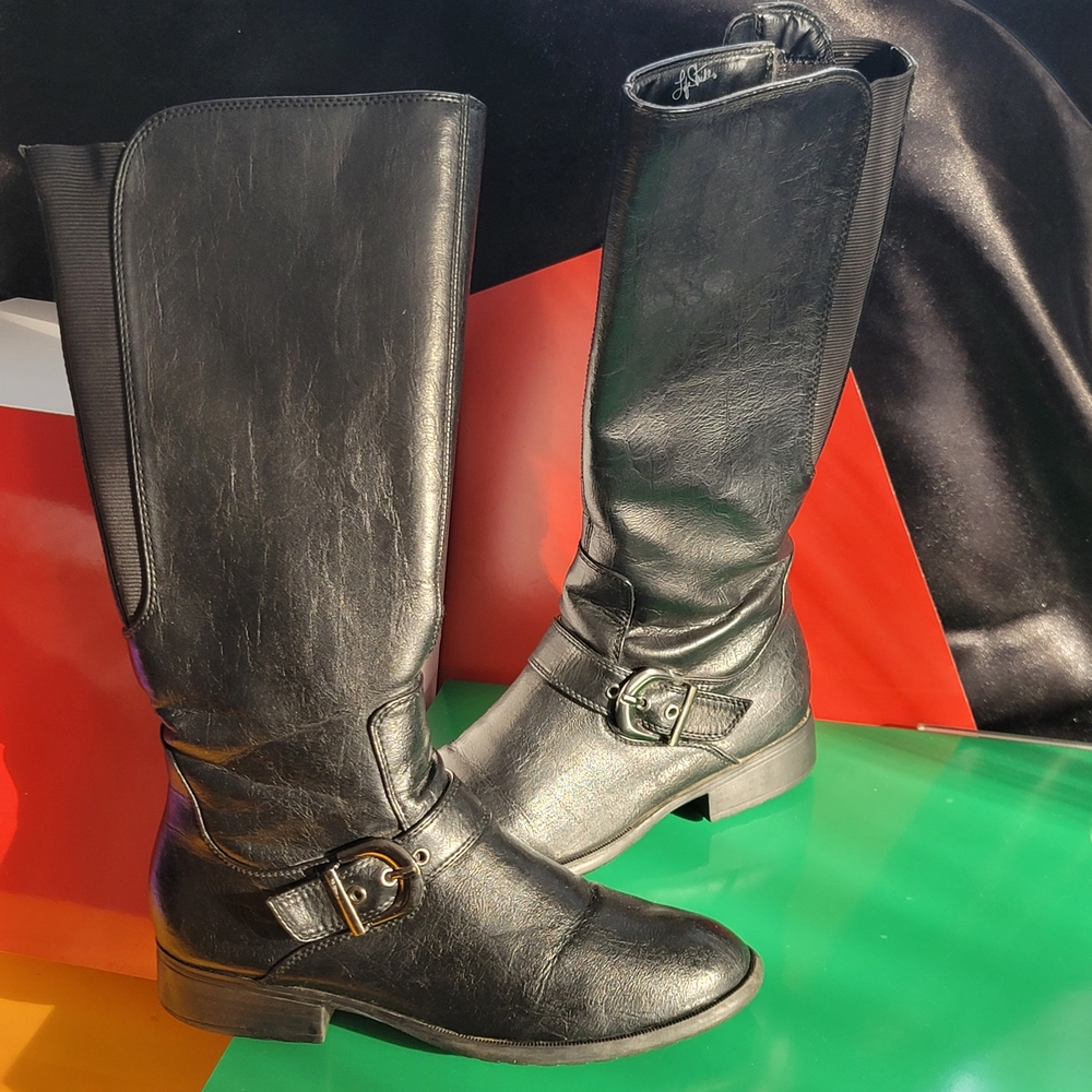 βοΈ Black Leather LIFESTRIDE XPLODE Knee-High Boots βοΈ - Picture 13 of 15